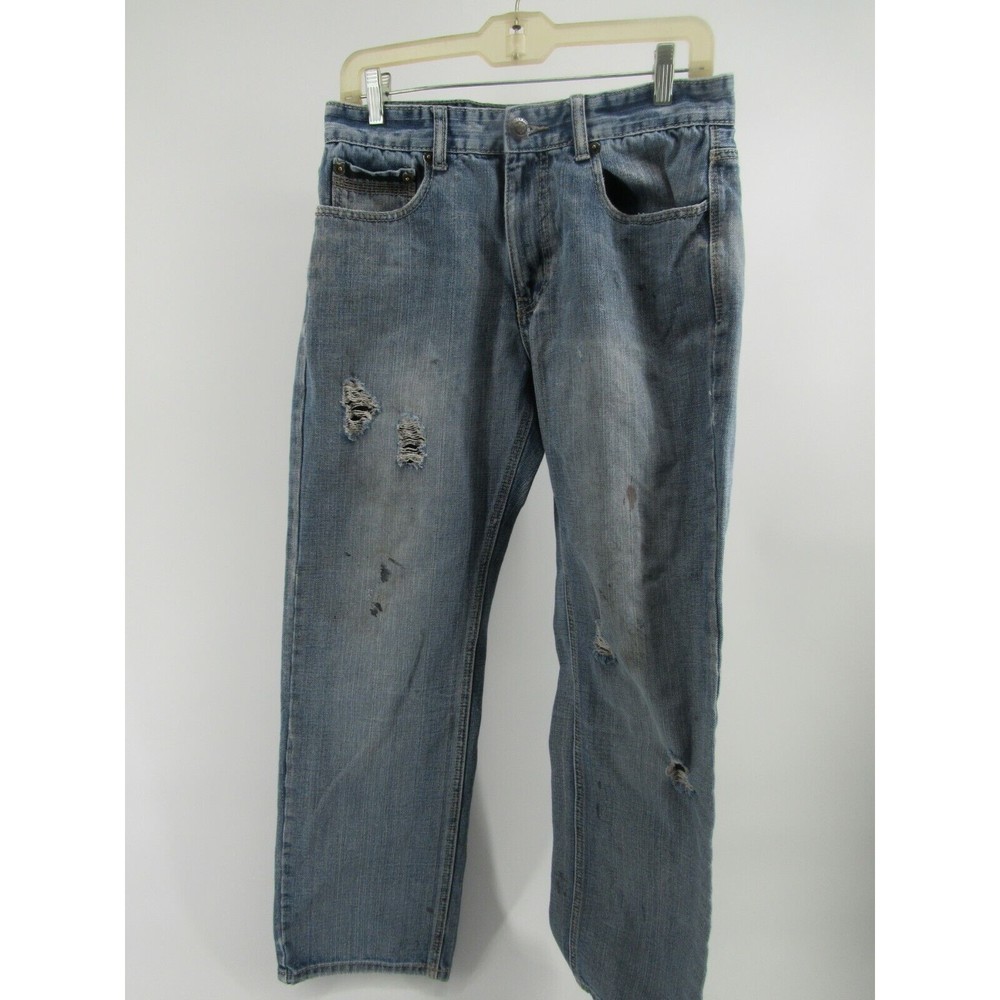 Baileys Pt Black Mens Straight Blue Jeans Distressed Size 30x30